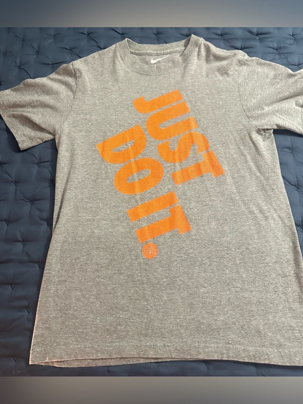 Nike Gray T-Shirt with Orange "JUST DO IT" Print